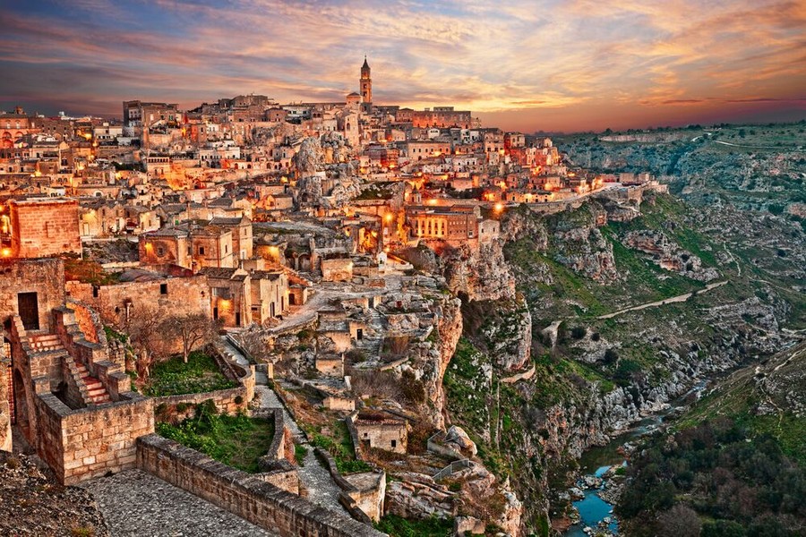 Panorama di Matera al tramonto