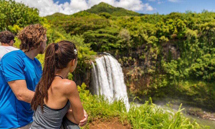 Cascate nell'area naturalistica di Kauai