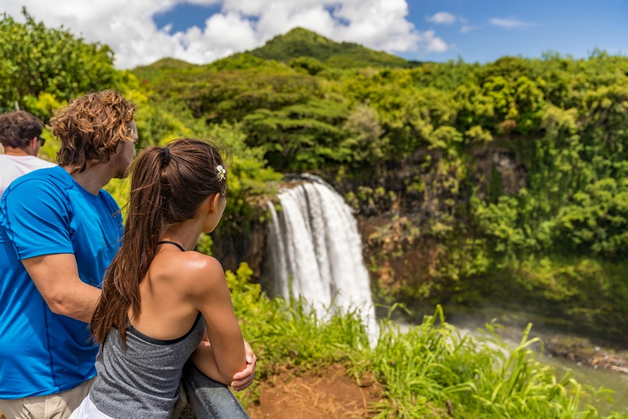 Cascate nell'area naturalistica di Kauai