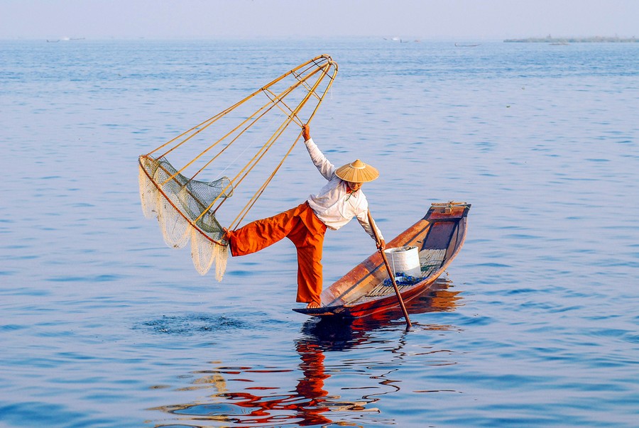 Un pescatore sul Lago Inle