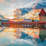 Il "Ponte della Cappella" di Lucerna al tramonto